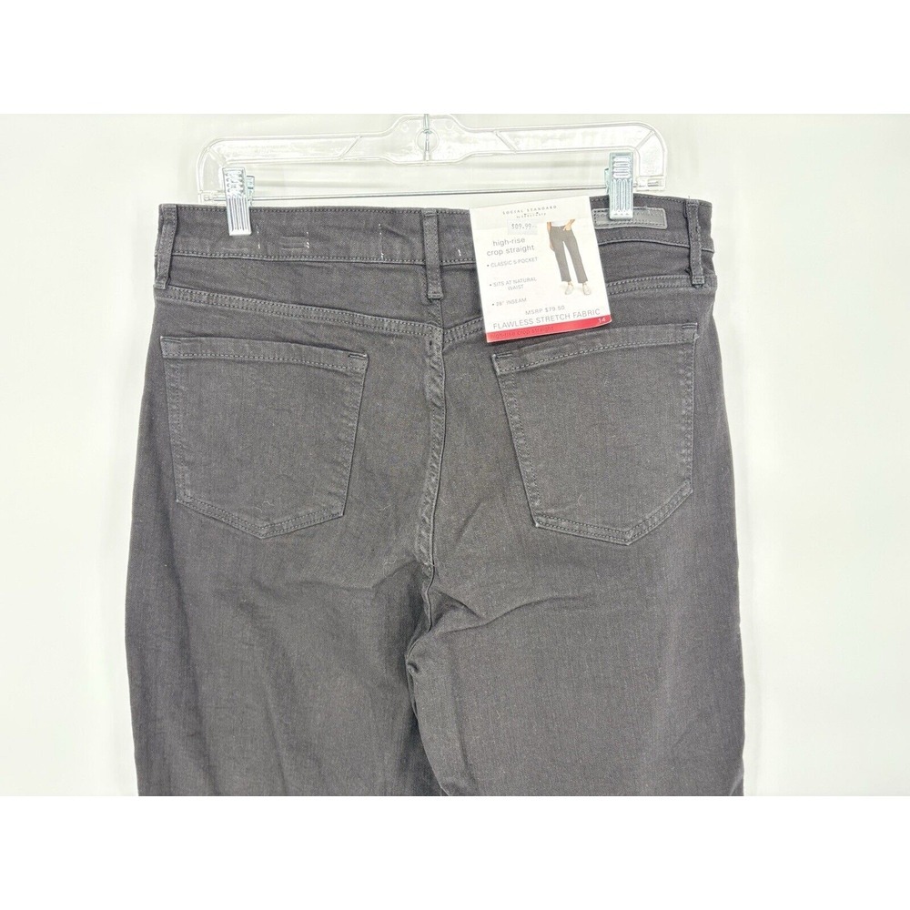 Social‎ Standard Women's Pants 14 High Rise Crop Straight Denim Jeans Black - Picture 6 of 14